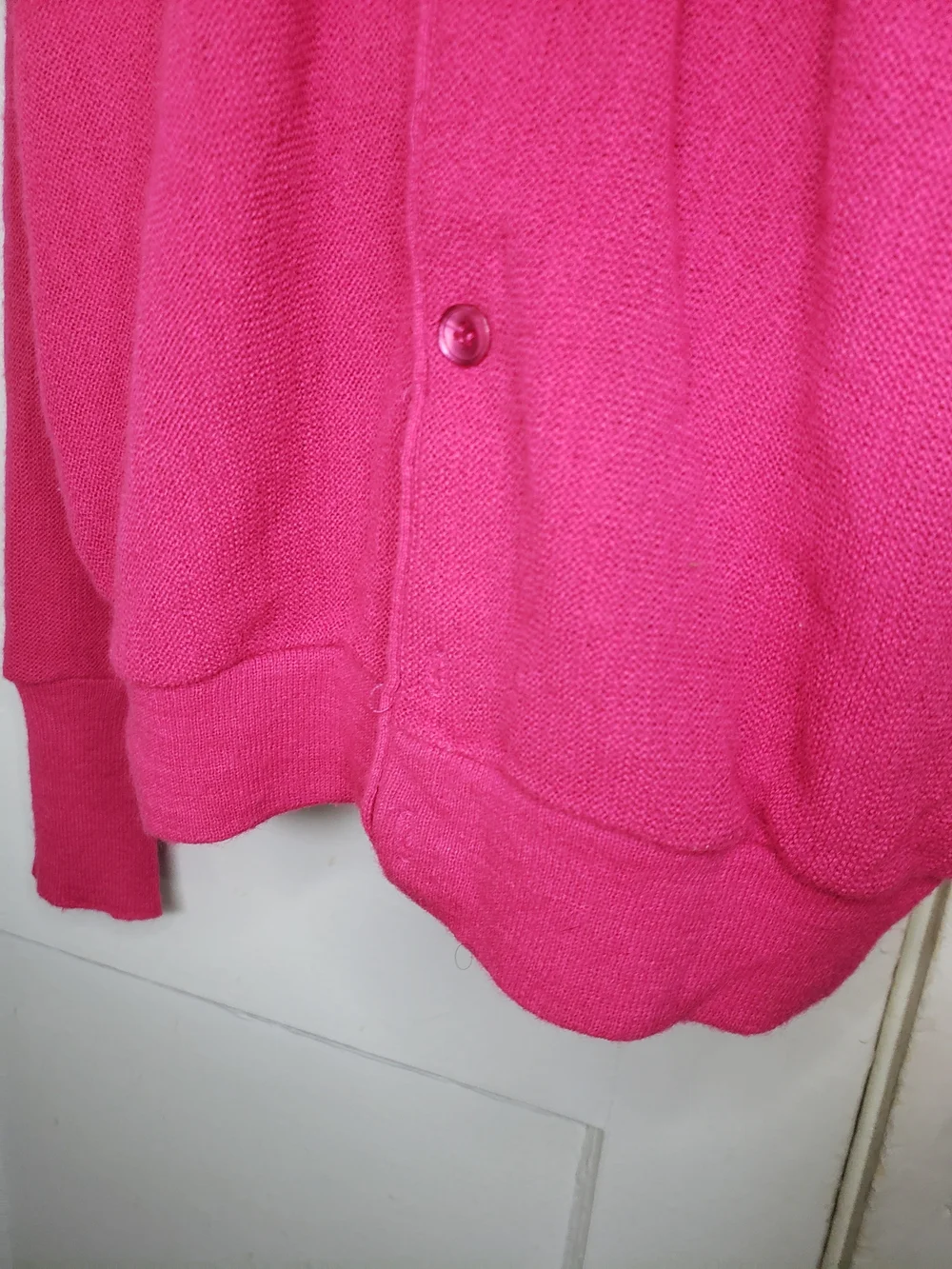 Jantzen Sweater Mens Large L Hot Pink Cardigan Button Front Knit Vintage - Picture 7 of 12